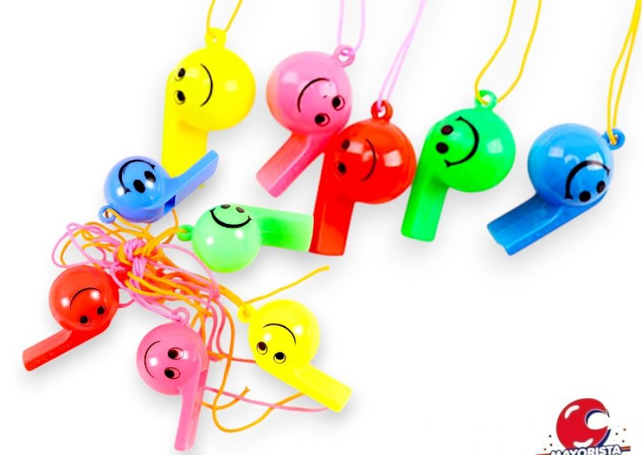 SILBATOS PLASTICO X 10 EMOTICON (YJ0057) YJ IMPORT