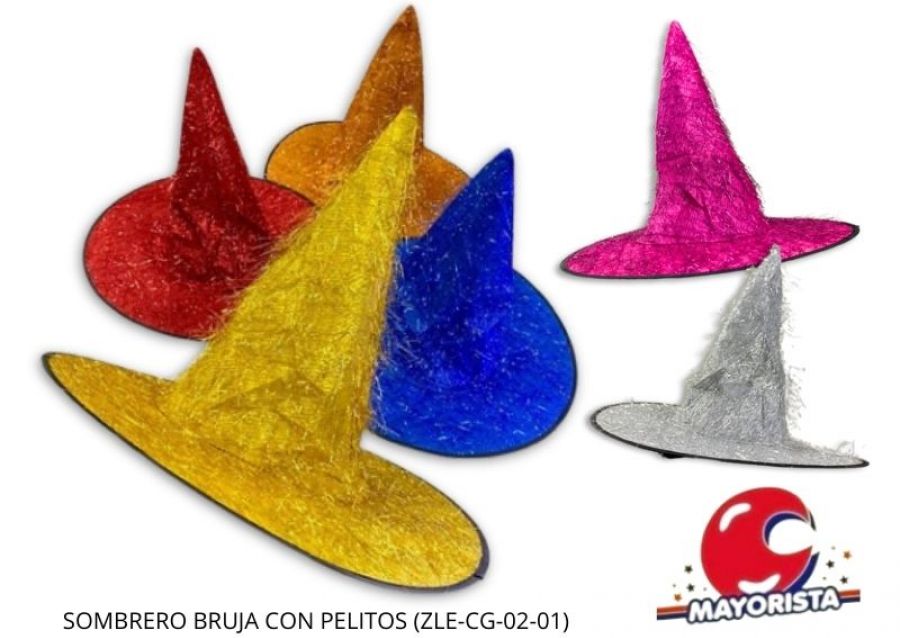 [2559] SOMBRERO BRUJA METALIZADO CON PELITOS (ZLE-CG-02-01) ERIK