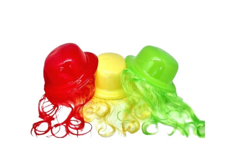 SOMBRERO PLASTICO BOMBIN LISO CON PELOS (1010P) TRIGGER PACK