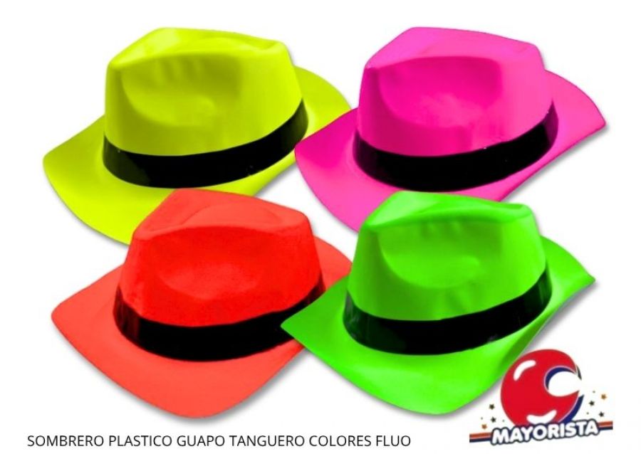 SOMBRERO PLASTICO GUAPO TANGUERO COLORES FLUO (YJ0628) YJ IMPORT
