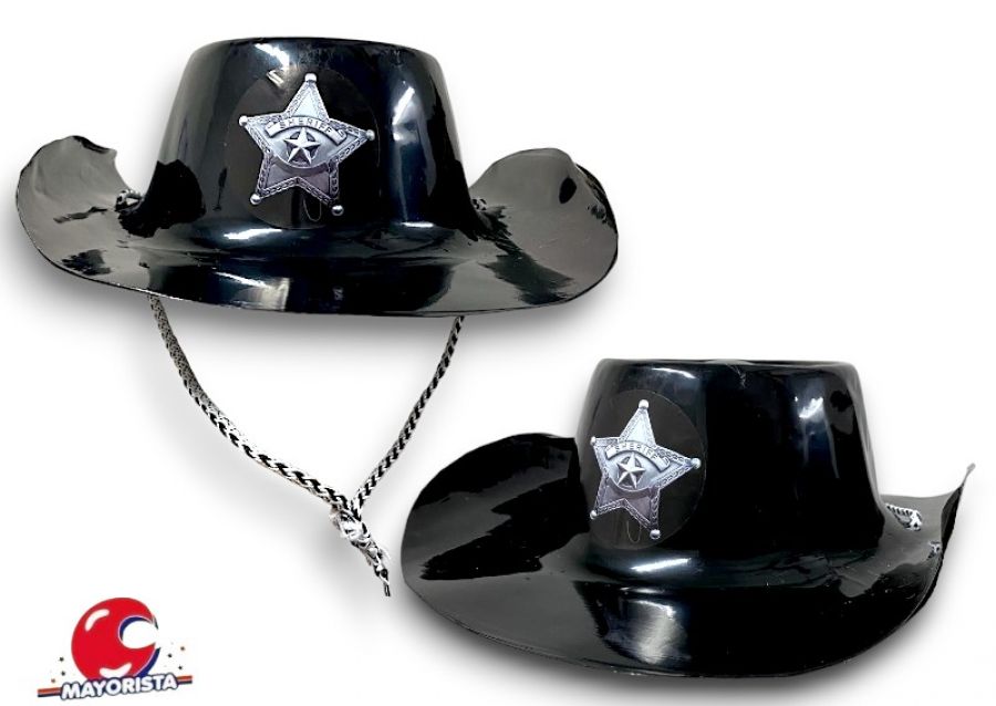 SOMBRERO PLASTICO SHERIFF MARRON/NEGRO (1403/1404) TRIGGER PACK