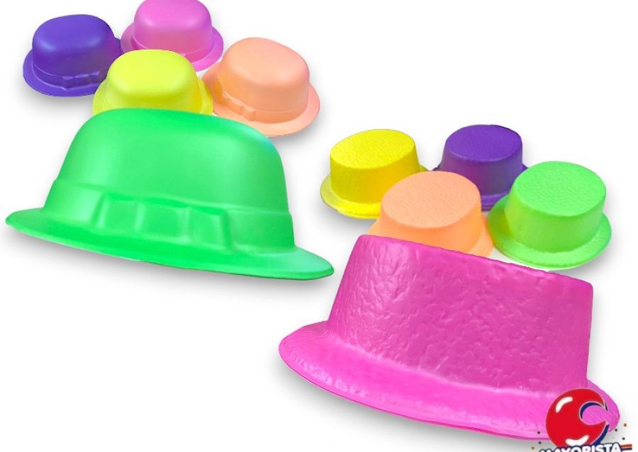 SOMBRERO PLASTICO X 25 FLUO RANCHO/BOMBIN X 1 (G108) - HERRERA