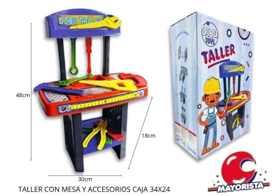 [2289] TALLER CON MESA Y ACCESORIOS CAJA 34X24 - DIBU TOYS