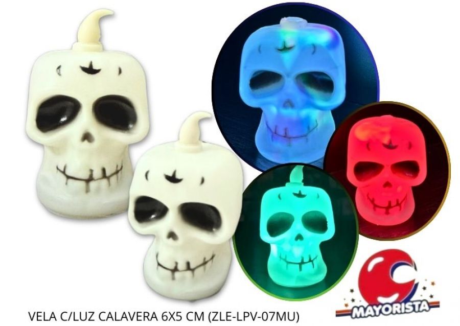 [3538] VELA C/LUZ CALAVERA 6X5 CM (ZLE-LPV-07MU) ERIK