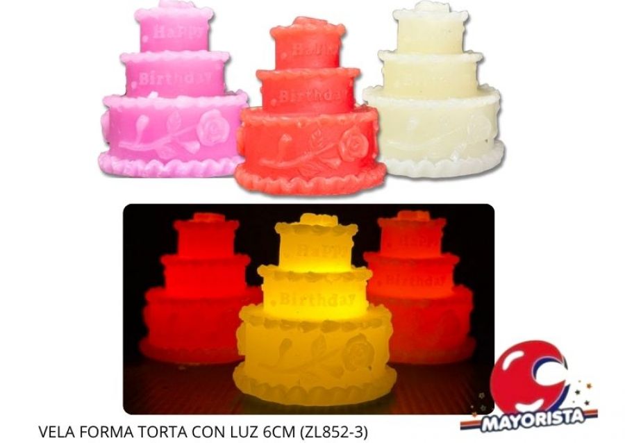 [1919] VELA FORMA TORTA CON LUZ 6CM (ZL852-3) ERIK