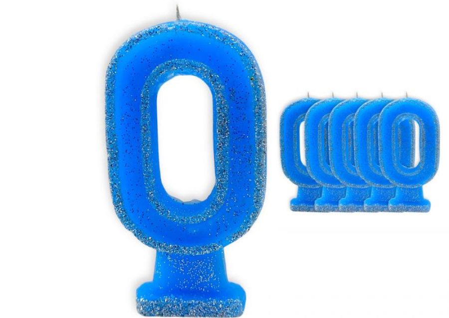 [1420] VELA NUMEROTE 0 CELESTE C/GIBRE X 1 (X10) - VELAS MULTICOLOR