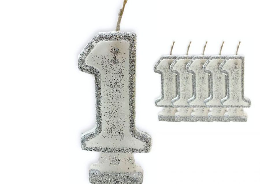 [1444] VELA NUMEROTE 1 BLANCA C/GIBRE X 1 (X10) - VELAS MULTICOLOR