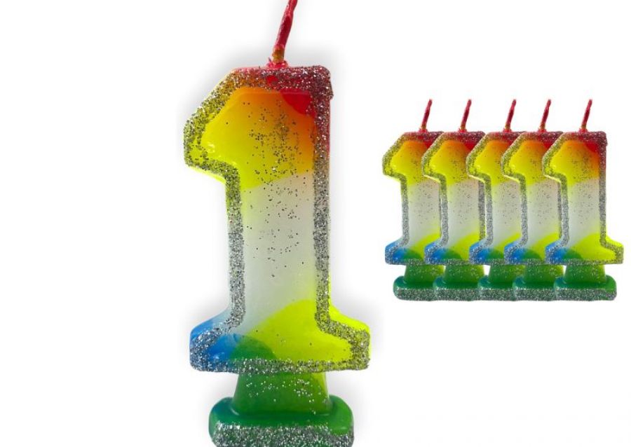[1992] VELA NUMEROTE 1 MULTICOLOR C/GIBRE X 1 (X10) - VELAS MULTICOLOR
