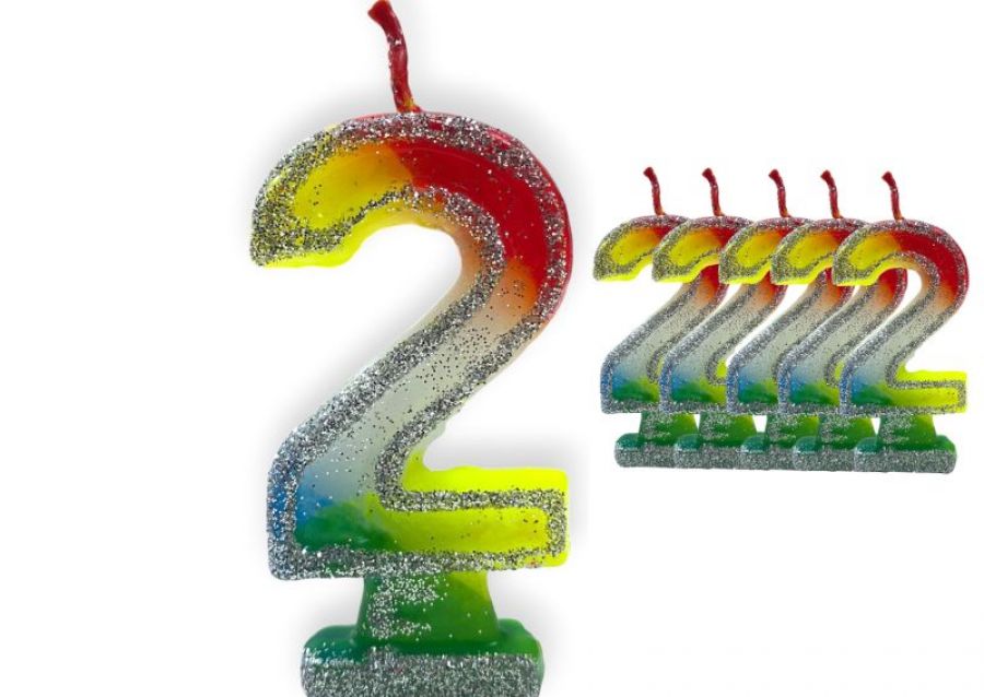 [1993] VELA NUMEROTE 2 MULTICOLOR C/GIBRE X 1 (X10) - VELAS MULTICOLOR