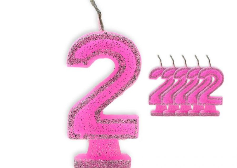 [1404] VELA NUMEROTE 2 ROSA C/GIBRE X 1 (X10) - VELAS MULTICOLOR