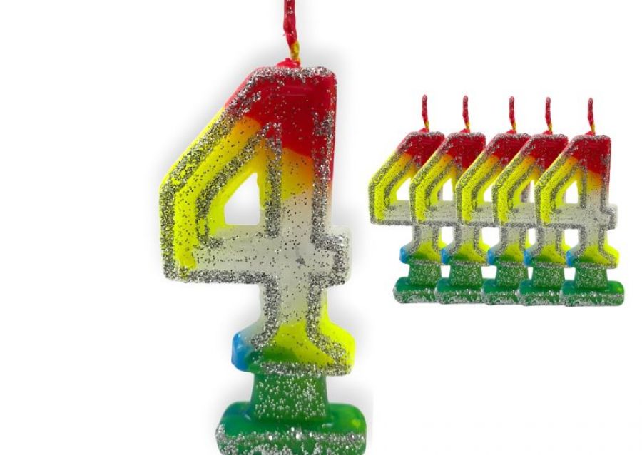 [2007] VELA NUMEROTE 4 MULTICOLOR C/GIBRE X 1 (X10) - VELAS MULTICOLOR