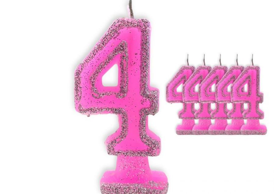 [1407] VELA NUMEROTE 4 ROSA C/GIBRE X 1 (X10) - VELAS MULTICOLOR