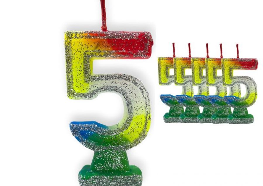 [2020] VELA NUMEROTE 5 MULTICOLOR C/GIBRE X 1 (X10) - VELAS MULTICOLOR
