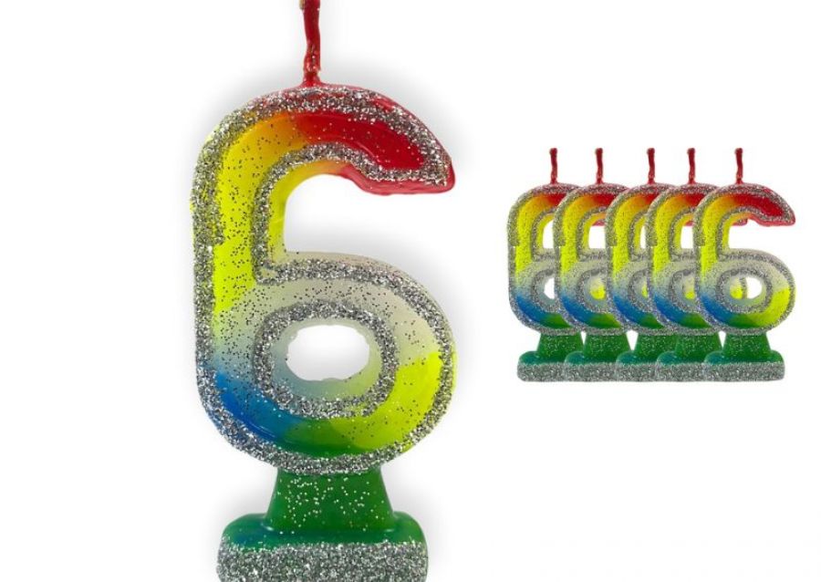 [2025] VELA NUMEROTE 6 MULTICOLOR C/GIBRE X 1 (X10) - VELAS MULTICOLOR