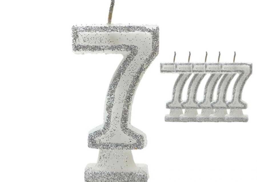 [1460] VELA NUMEROTE 7 BLANCA C/GIBRE X 1 (X10) - VELAS MULTICOLOR