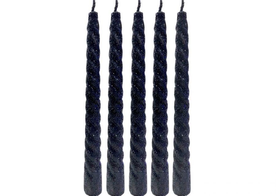 [1760] VELA TORNEADA C/BRILLO NEGRA X 10 - VELAS MULTICOLOR