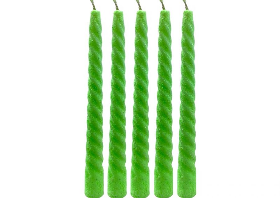 [1767] VELA TORNEADA C/BRILLO VERDE MANZANA X 10 - VELAS MULTICOLOR