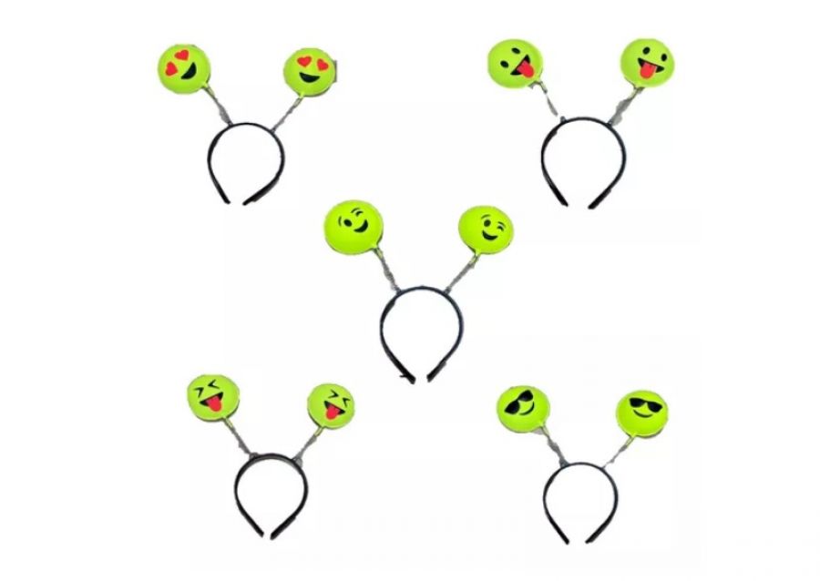 VINCHA RESORTE PLASTICA EMOTICON (5521) TRIGGER PACK