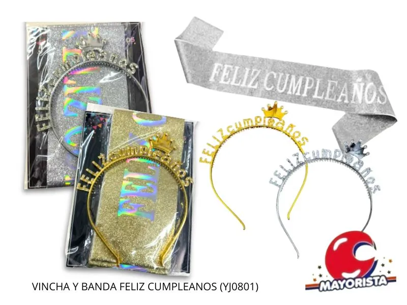 VINCHA Y BANDA FELIZ CUMPLEANOS (YJ0801) YJ IMPORT
