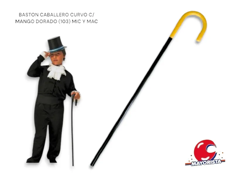 BASTON CABALLERO CURVO MANGO DORADO (103) MIC Y MAC