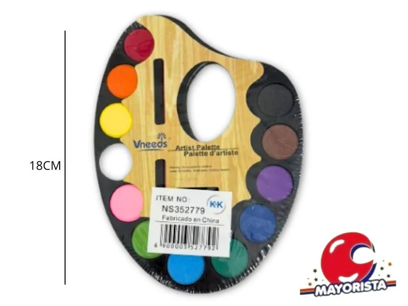 [6900003527792] ACUARELAS EN PALETA C/PINCEL X 12 COLORES 18CM (NS352779) KYK