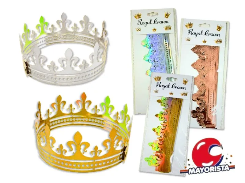 [6263] ADORNO TORTA CORONA DE PAPEL X 12 DORADA/PLATA/ROSA GOLD (ZLE-CV-30-01) ERIK