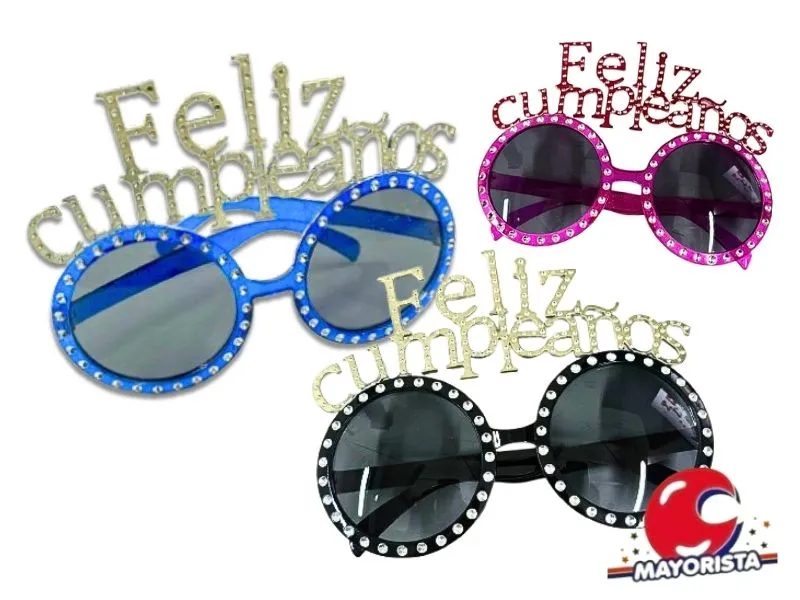 [6006] ANTEOJO REDONDO FELIZ CUMPLEANOS C/STRASS VS COLORES (ZLE-CAN-27-01) ERIK