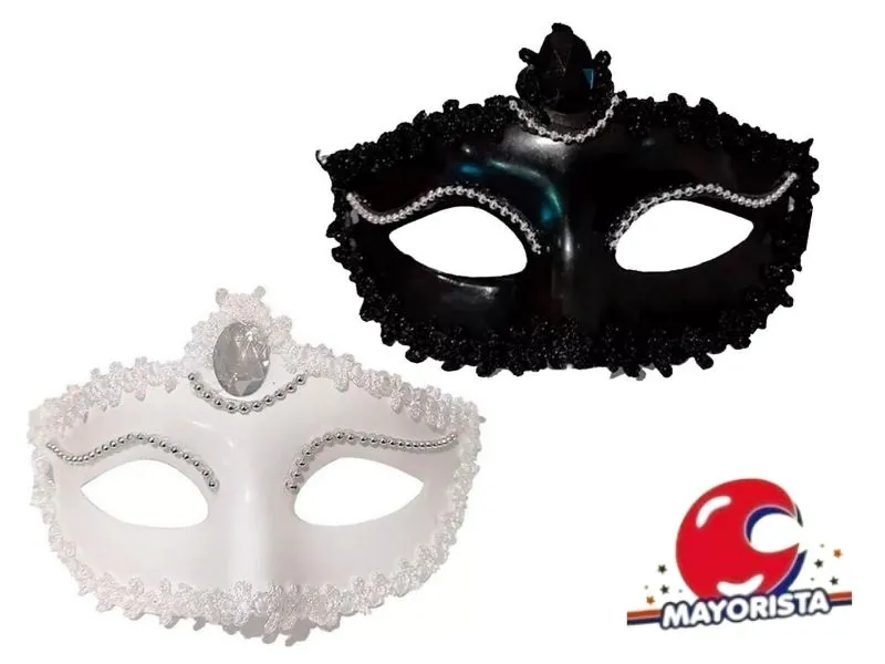 ANTIFAZ VENECIANO BLANCO O NEGRO C/PERLAS Y PUNTILLAS (YJ0392) YJ IMPORT
