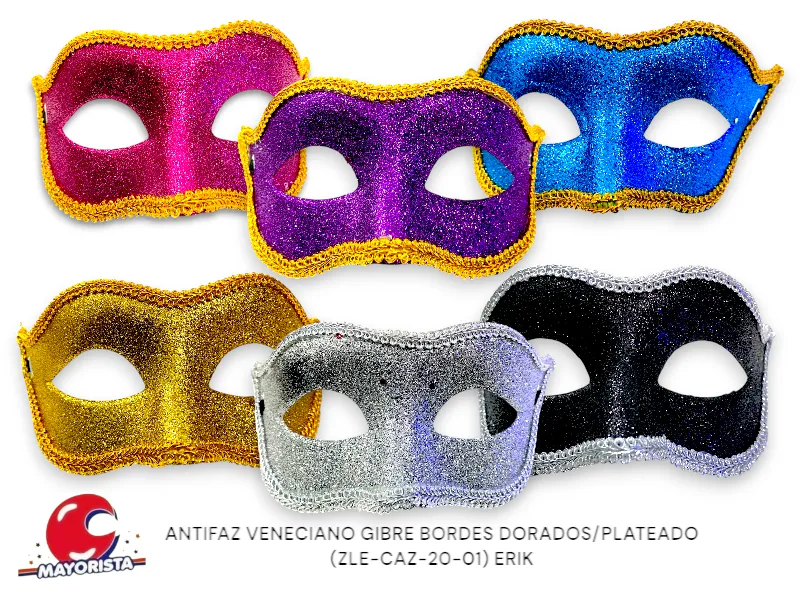 ANTIFAZ VENECIANO GIBRE BORDES DORADOS/PLATEADO (ZLE-CAZ-20-01) ERIK