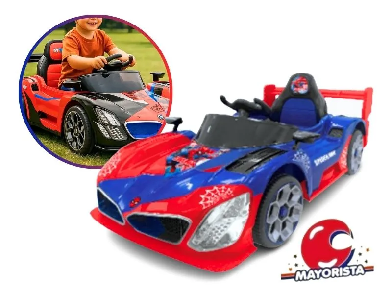 AUTO DEPORTIVO GT SPIDERMAN A BATERIA CON LUZ SONIDO Y C/REMOTO 12V (57134) KADA