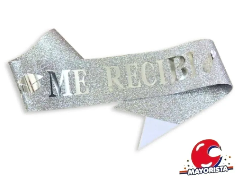 BANDA GLITTER PLATA ME RECIBI 160CM (YJ0017) YJ IMPORT