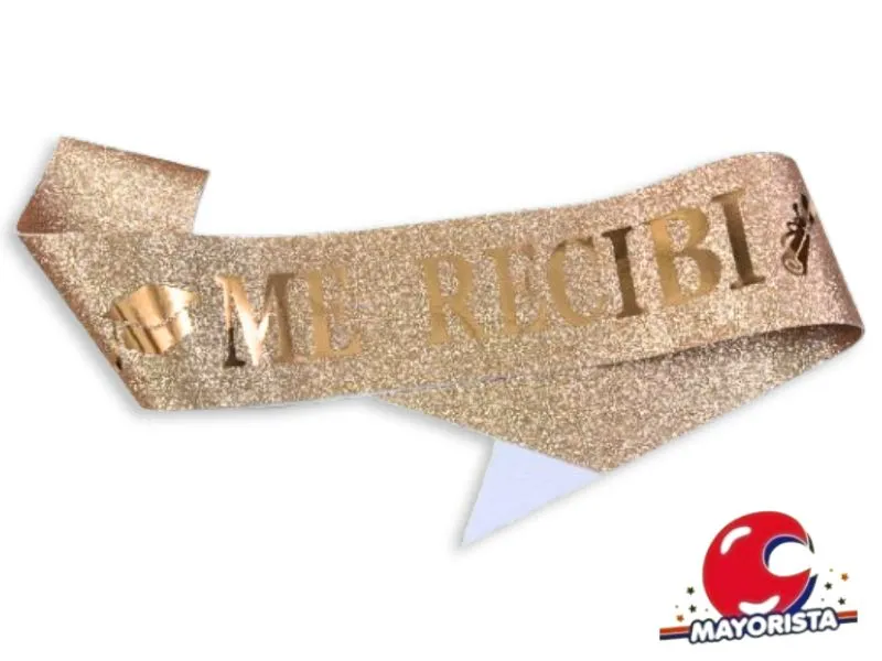 BANDA GLITTER ROSA GOLD ME RECIBI 160CM (YJ0017) YJ IMPORT