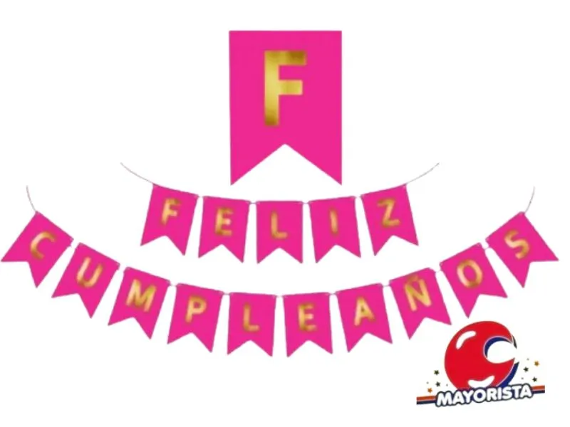 BANDERIN CARTON FELIZ CUMPLEANOS FUCSIA (YW18-092) LCOST