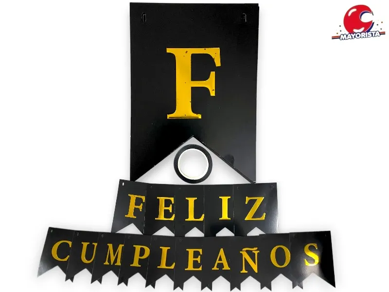 BANDERIN CARTON FELIZ CUMPLEANOS NEGRO (YW18-092) LCOST