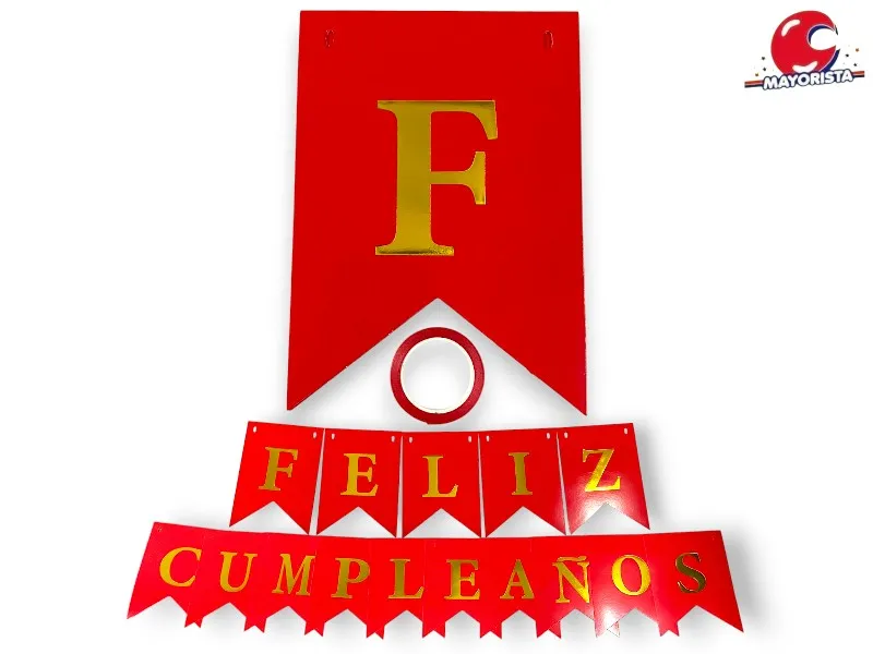 BANDERIN CARTON FELIZ CUMPLEANOS ROJO (GB828-083) CHG