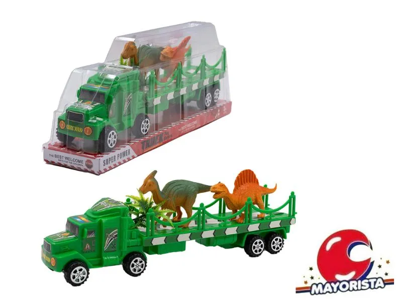 CAMION CON TRAILER Y DINOSAURIOS BURBUJA 29X12 (53205) KADA