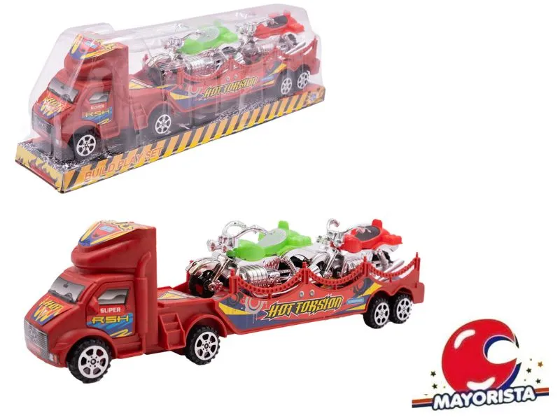 CAMION CON TRAILER Y MOTOS BURBUJA 32 CM (50224) KADA
