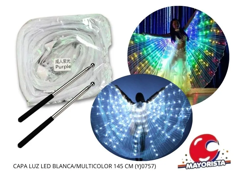 [8034107006308] CAPA LUZ LED BLANCA/MULTICOLOR 145 CM (YJ0757) YJ IMPORT