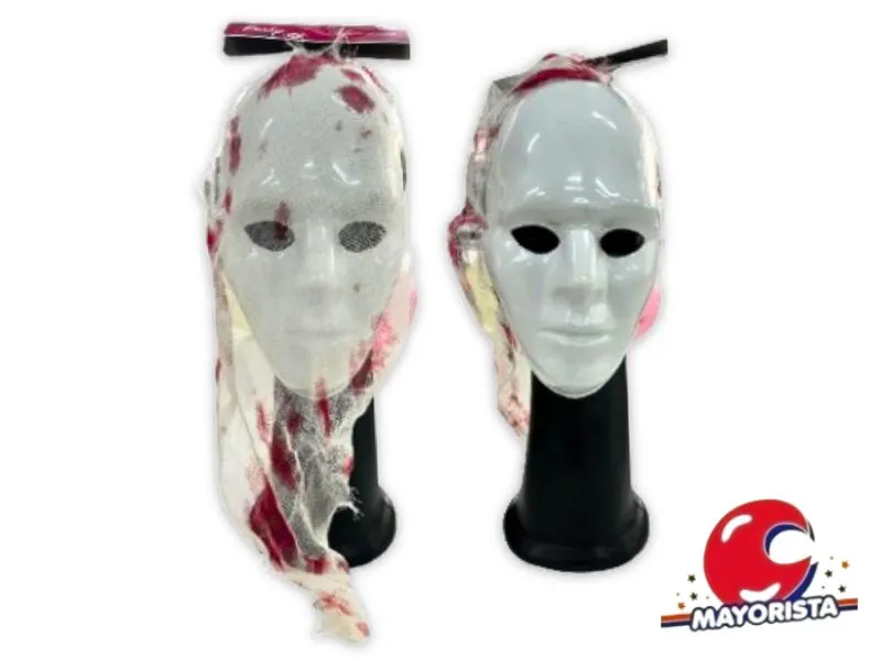 [8507] CARETA PLASTICA BLANCA CON VELO SANGRE (3538VS) TRIGGER PACK