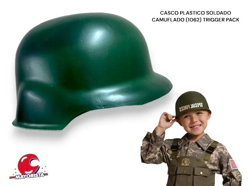 [2886] CASCO PLASTICO SOLDADO VERDE (1062) TRIGGER PACK
