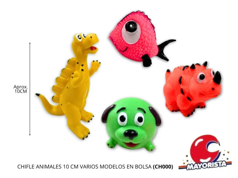 CHIFLE ANIMALES 10 CM VARIOS MODELOS EN BOLSA (CH000) CABADIN