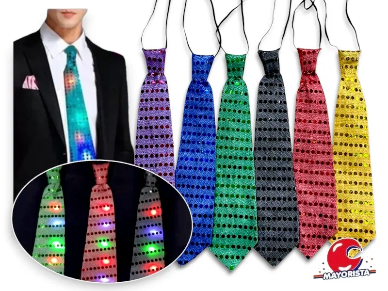 CORBATA C/LUZ Y LENTEJUELA X 1 (YJ0001) YJ IMPORT