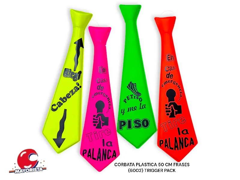 [371876060022] CORBATA PLASTICA 50 CM FRASES (6002) TRIGGER PACK