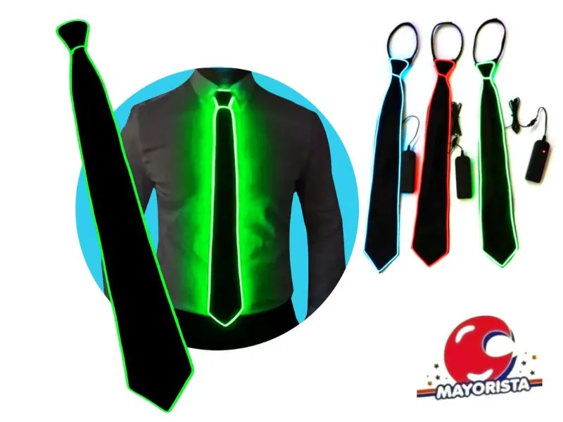 [8034107005882] CORBATA RASO C/LUZ HILO LED NEON (YJ0715) YJ IMPORT