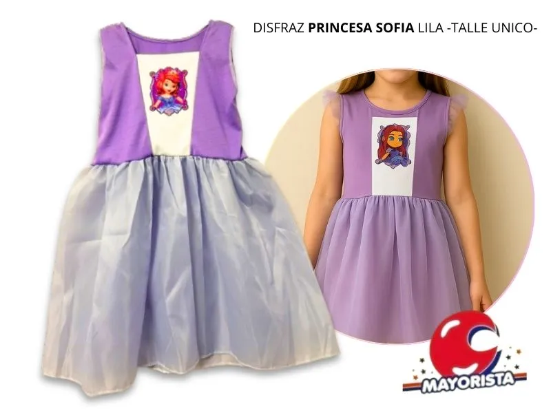 [9427] DISFRAZ PRINCESA SOFIA LILA TALLE UNICO (LEON)