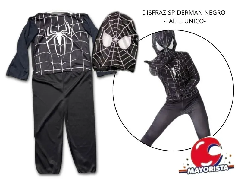 [2136] DISFRAZ SPIDERMAN NEGRO TALLE UNICO (LEON)