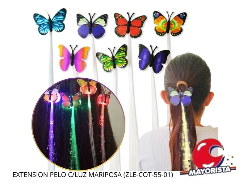 [2576] EXTENSION PELO C/LUZ MARIPOSA (ZLE-COT-55-01) ERIK