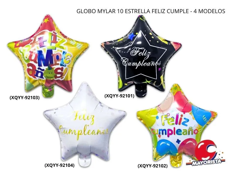 [2846] GLOBO MYLAR 10 ESTRELLA FELIZ CUMPLE GLOBOS 25CM (XQYY-92102) ERIK
