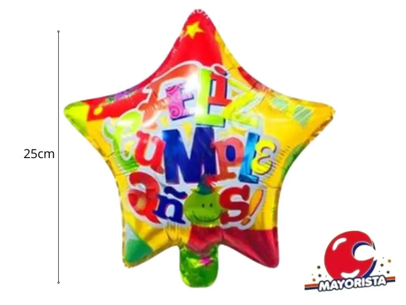 [3113] GLOBO MYLAR 10 ESTRELLA FELIZ CUMPLE LETRAS MULTICOLOR 25CM (XQYY-92103) ERIK