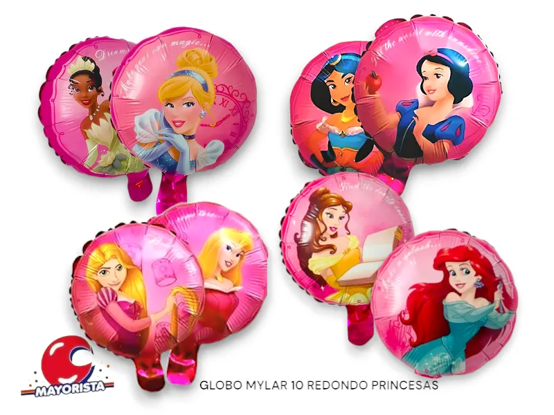 [5339] GLOBO MYLAR 10 REDONDO PRINCESA FUCSIA MODELOS SURTIDOS (25CM) CHG